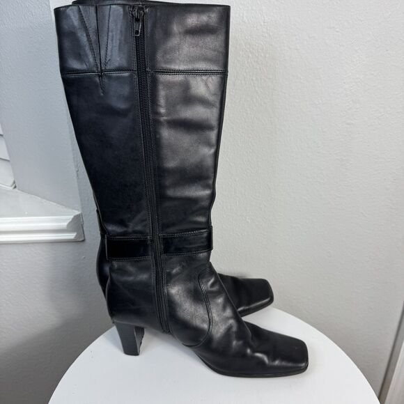 Nine & Company Black Knee 17" High Boots Zipper Sides 6.5 M Y2K 90’s Vibe - Picture 2 of 8